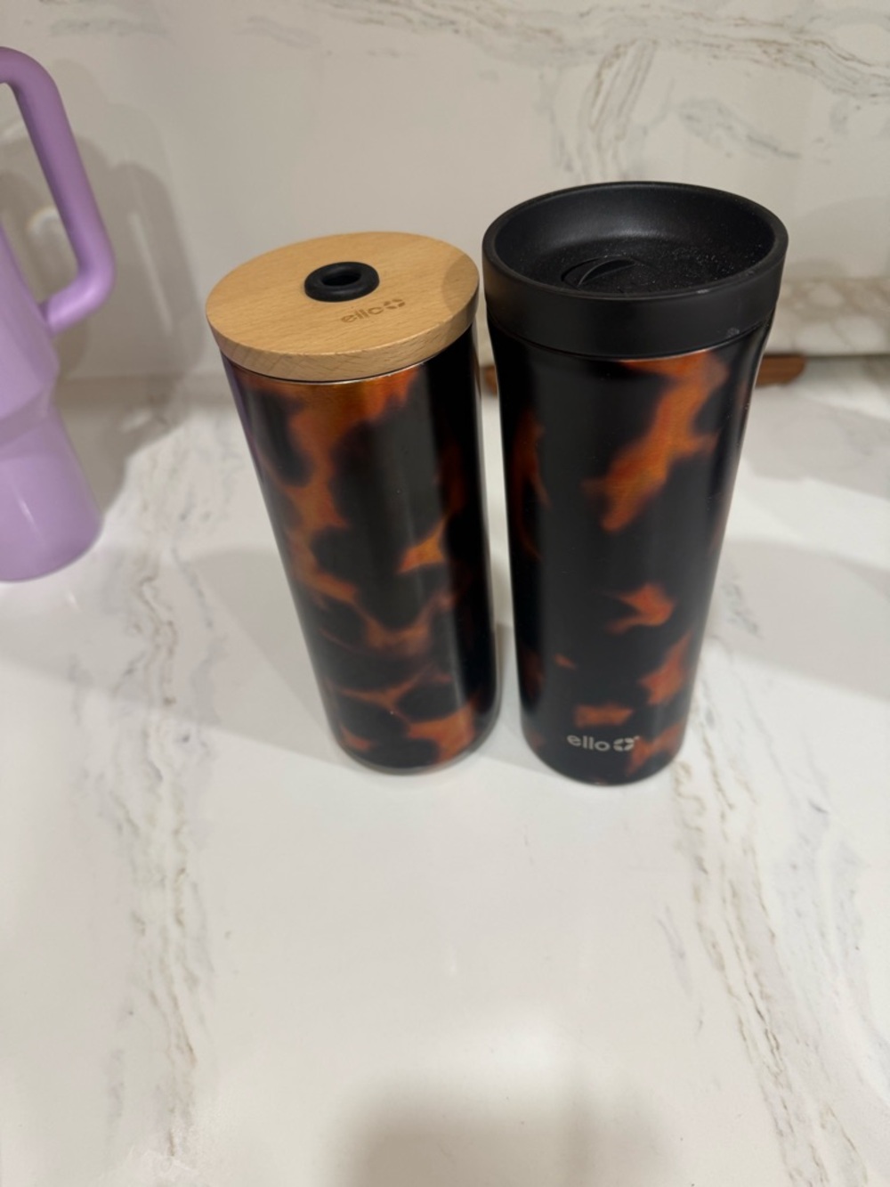 Ello Tortoiseshell Insulated Travel Tumbler - Black & Brown